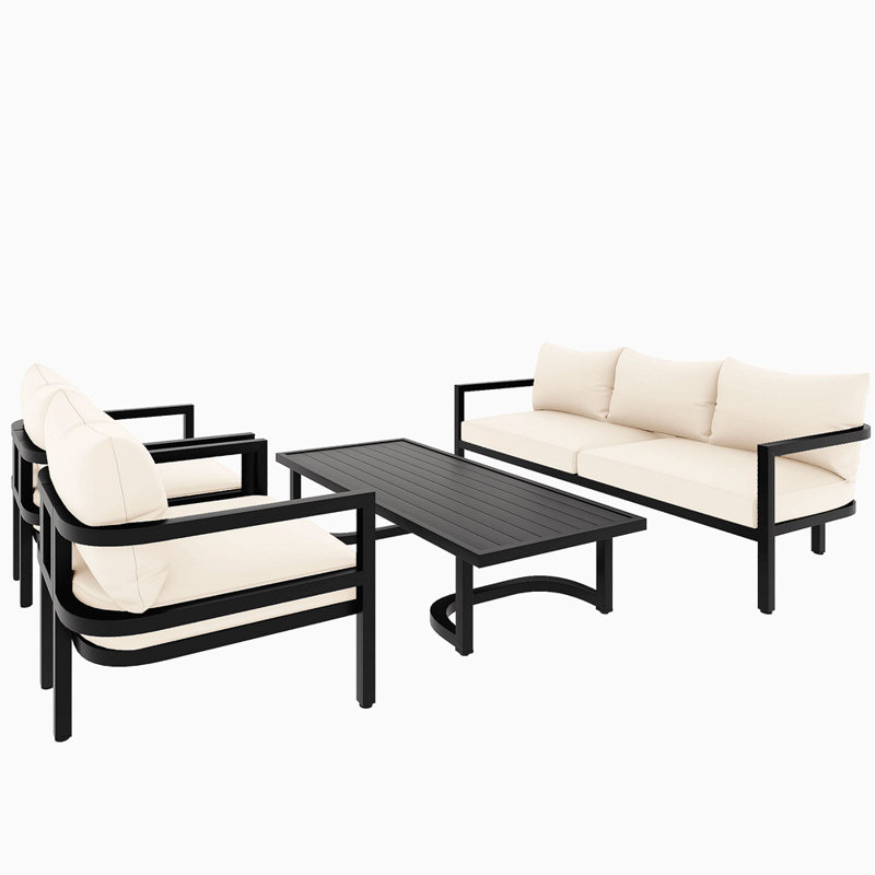 U_style multi-person outdoor steel sofa set, waterproof, anti-rust & uv-resistant, perfect for gardens and lawns, durable patio furniture