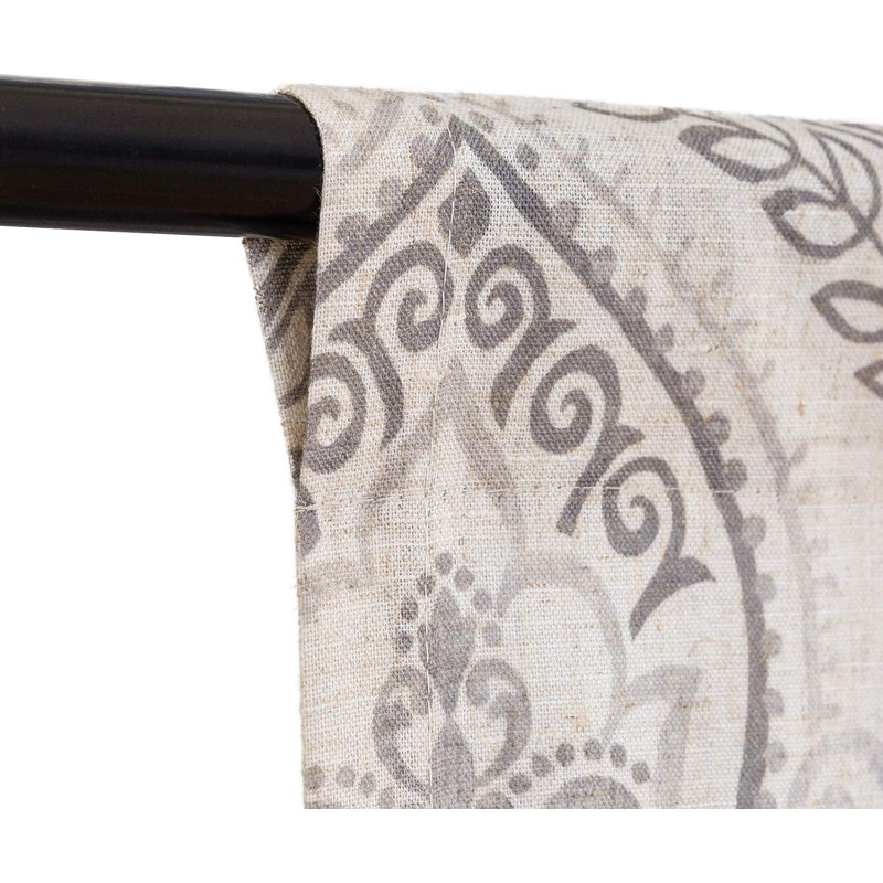 Cantonnière en faux lin, Gris sur beige, L 42 po x L 45 po