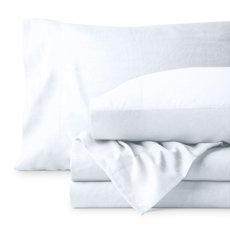 Washed Ultra-soft Microfiber Sheet Set, Twin Sheet Set with 1 Pillowcase, White