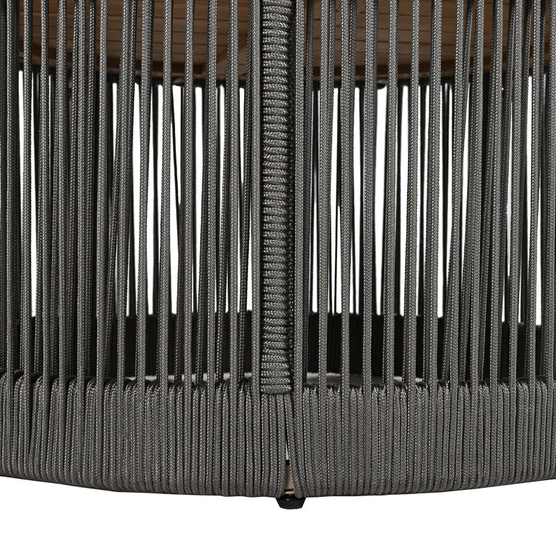 Table basse pour l'extérieur en corde de rotin et bois d'acacia, Gris