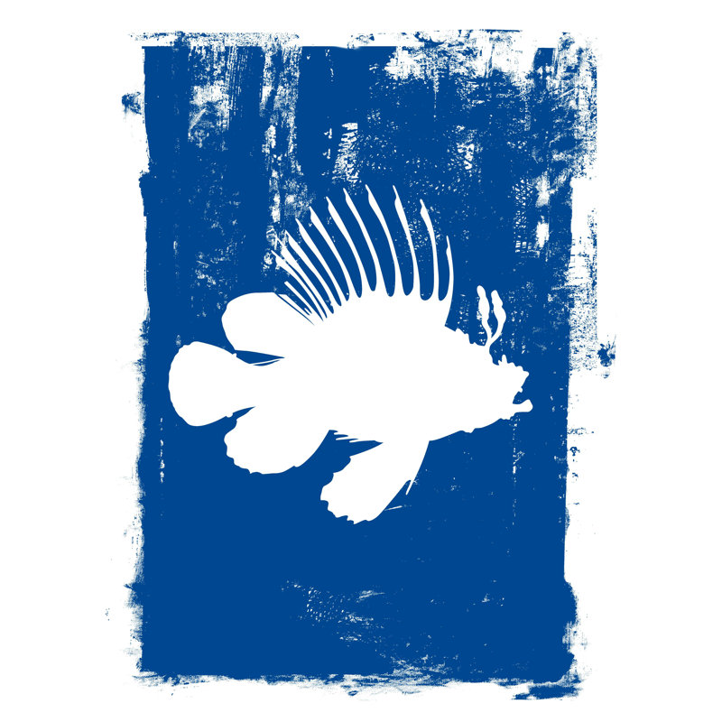 " Spiny Fish On A Blue Background ", 16" H x 12" W  