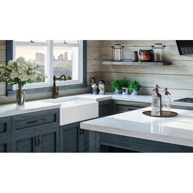 Évier de cuisine à double cuve avec crépine Luxury L 33 po x l 20 po, Accessoires en cuivre antique