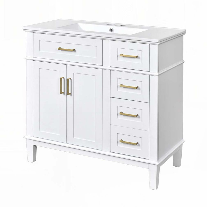 Meuble-lavabo 36 po avec lavabo en céramique, Blanc