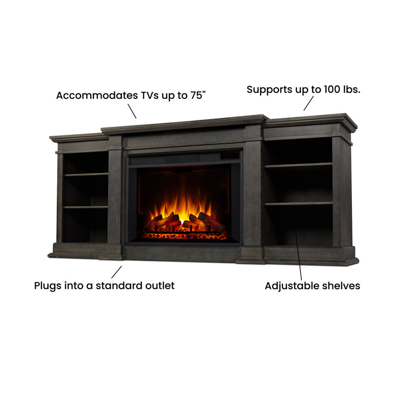 Eliot Grand 81'' TV Stand with Electric Fireplace, Antique Gray