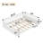 Queen Size Kids Platform Bed with Safety Guardrails & Detachable Fence, Wood Frame for Bedroom ,White-657280366-657280360