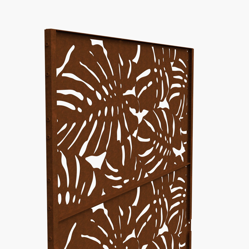 Pacifa 6 ft. H x 4 ft. W Freestanding Privacy Screen with Wider Feet, Reddish Brown
