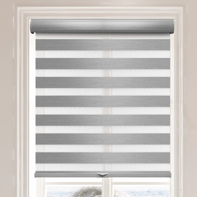 Cordless Blackout Zebra Blinds Grey