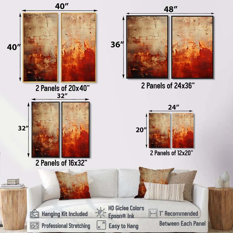 Orange Chaos Collage III - art mural orange sur toile, Black, 36" H x 48" W, Impression encadrée flottante