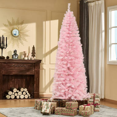 Northlight 2' Pre-Lit Woodbury White Pine Slim Artificial Christmas Tree  Pink Lights