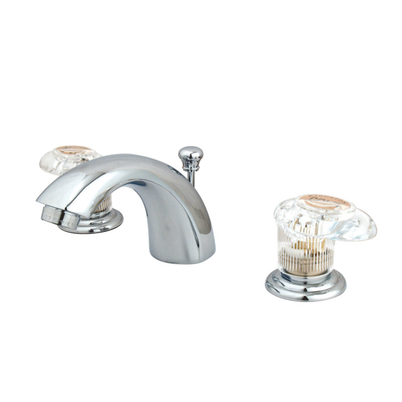 Kingston Brass Magellan Two-Handle 3-Hole Deck Mount Mini-Widespread Bathroom Faucet with Plastic Pop-Up, Brown