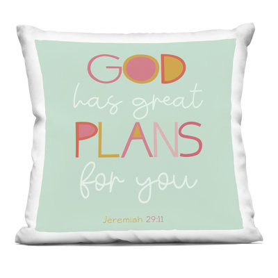 Green God's Plans For You Decorative Printed Throw Pillow, design by SD Graphics Studio, 18 x 7 x 18