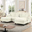 Distinguer - Design en U blanc beige avec repose-pieds en forme de pétale évasé, segmenté et mobile, revêtu de chenille pour le salon en tissu, petit appartement idéal-1902212126