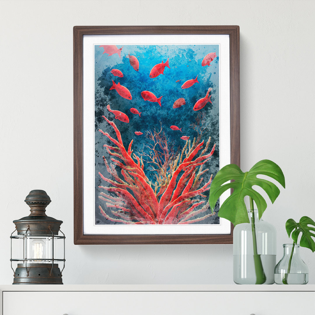 Fish By The Coral Reef - Framed Print