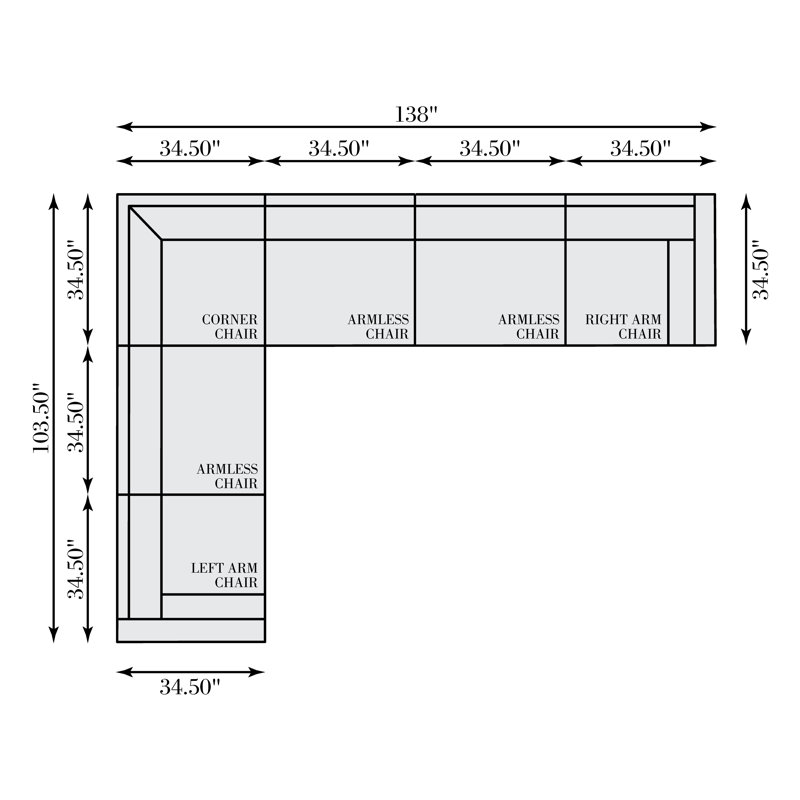 Wailea Upholstered L-Shaped Sectional Symmetrical