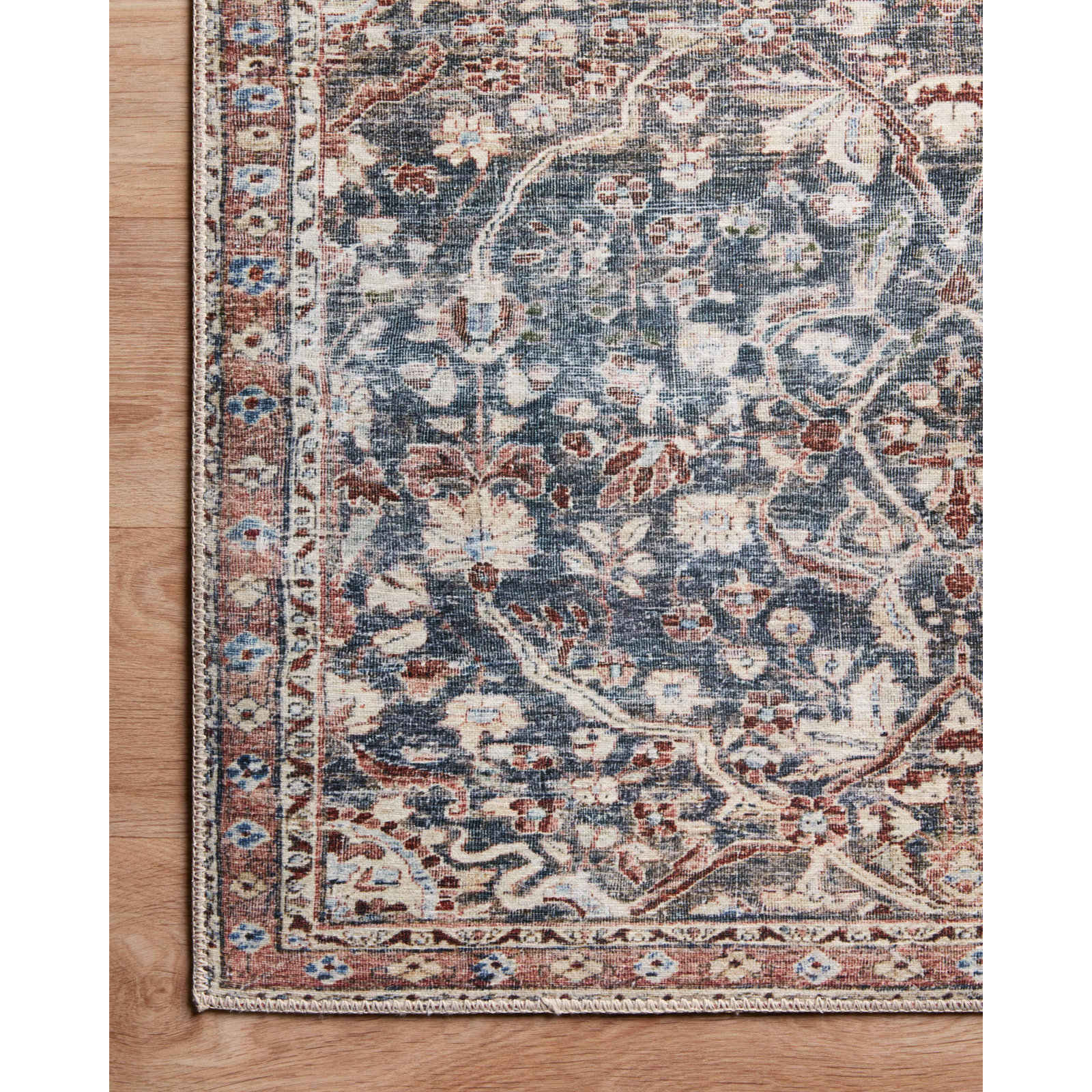 Chris Loves Julia x Loloi Jules Oriental Denim/Spice Area Rug, Runner 2'6" x 7'6"