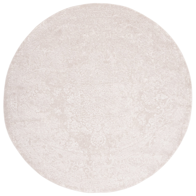 Reflection Traditional Area Rug In Creme / Ivory, Round 201 cm