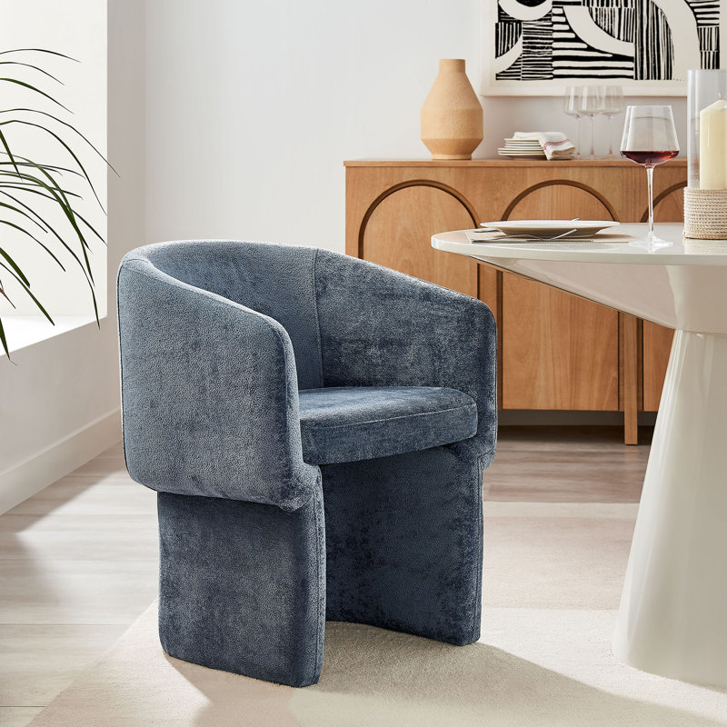 Verity Chenille Dining Armchair, Slate Blue