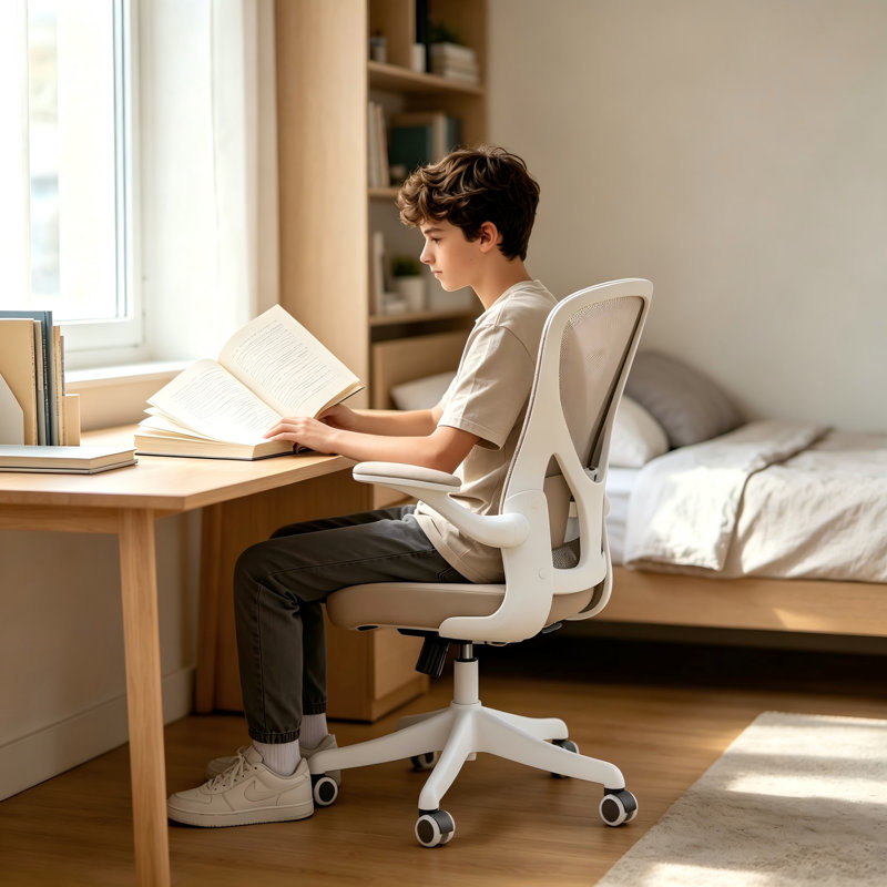 Task Chair, White/Khaki