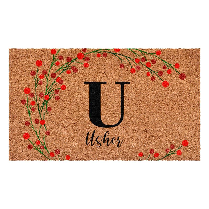 Paillasson baies de Noël personnalisées, lettre U, L 17 po x L 29 po