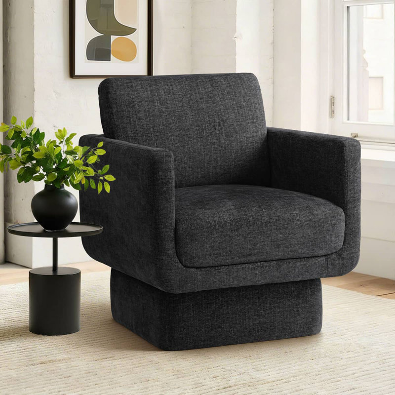 Fauteuil d'appoint pivotant noir, Noir