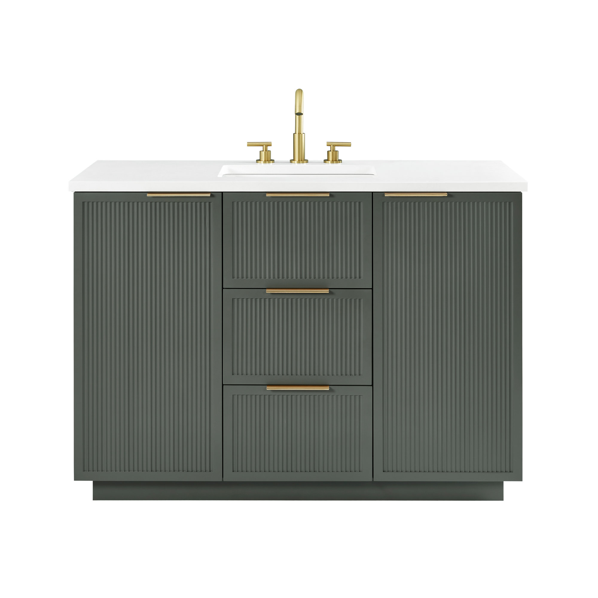 Aderyn 48" Single Vanity, Vintage Green/Brushed Bronze