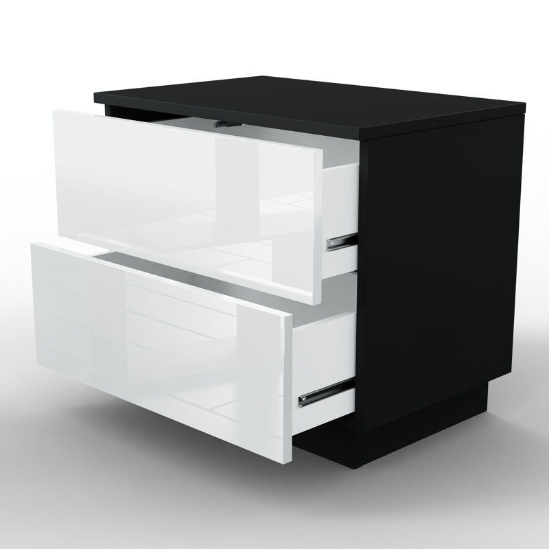 Varonique 2 Drawer Bedside Table, Black/White