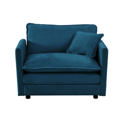 Comfy Deep Single Seat Sofa Upholstered Reading Armchair With Chenille Fabric And Toss Pillow For Living Room