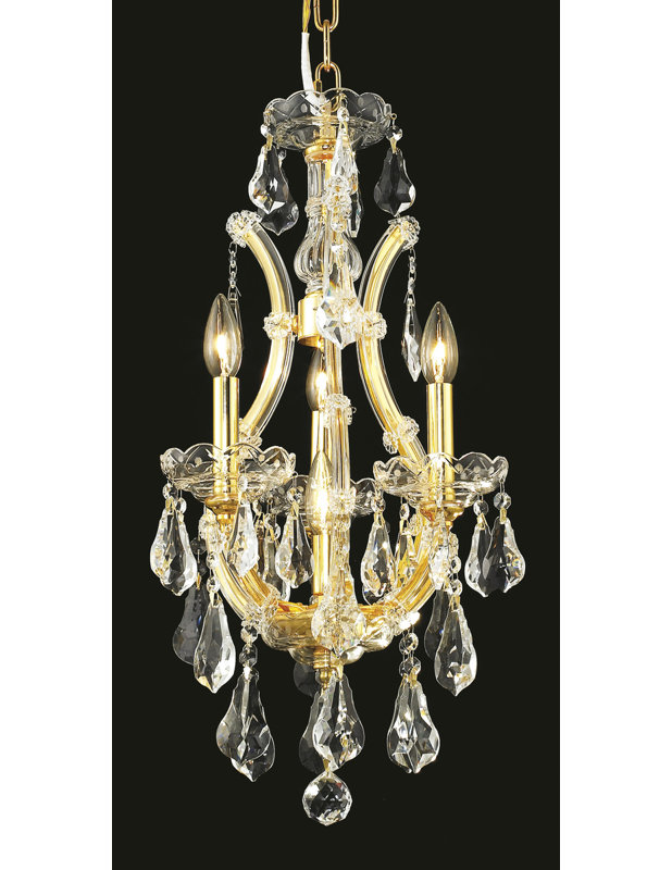 Lustre 4 lumières Yarmouth, Or / cristal (transparent) / coupe royale