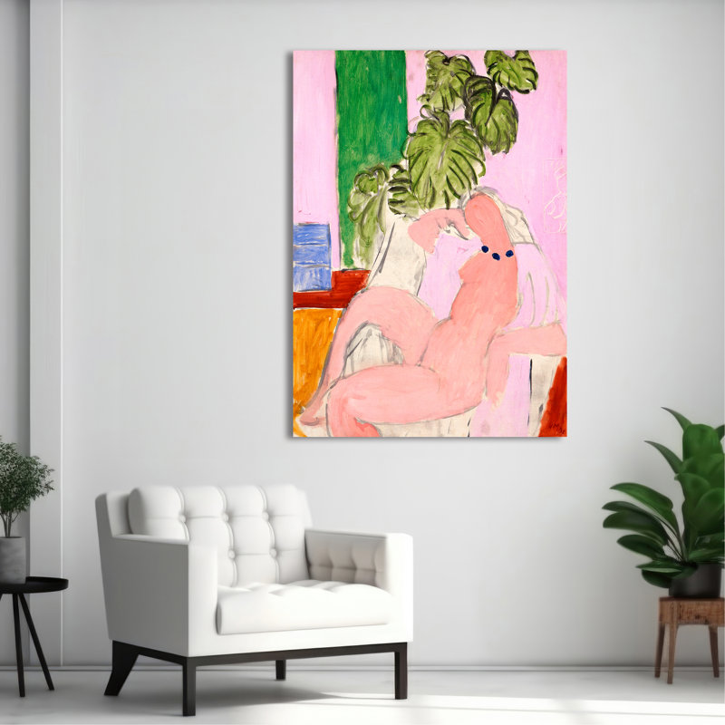 3HM7473 Nuden An Armchair With A Green Plant by Henri Matisse - Wrapped Canvas Print, 70 cm H x 50 cm W