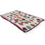 Tapis unique bleu, rouge, beige et orange des années 1980 de 4 pi 8 po x 8 pi 2 po