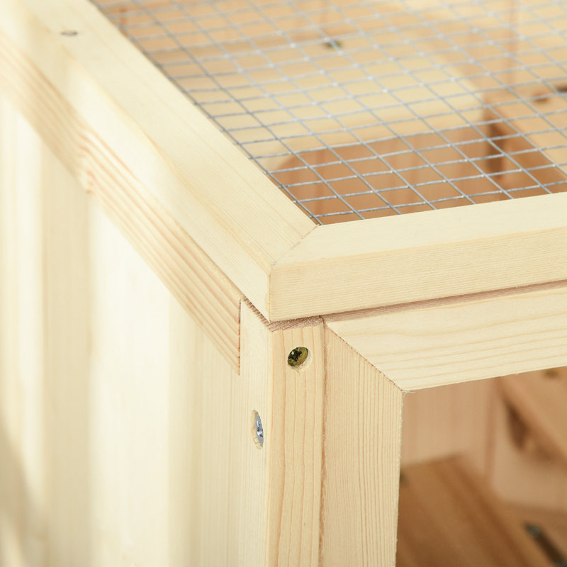 Habitat pour petits animaux en bois naturel - Cage à 3 souris aérée et nettoyable