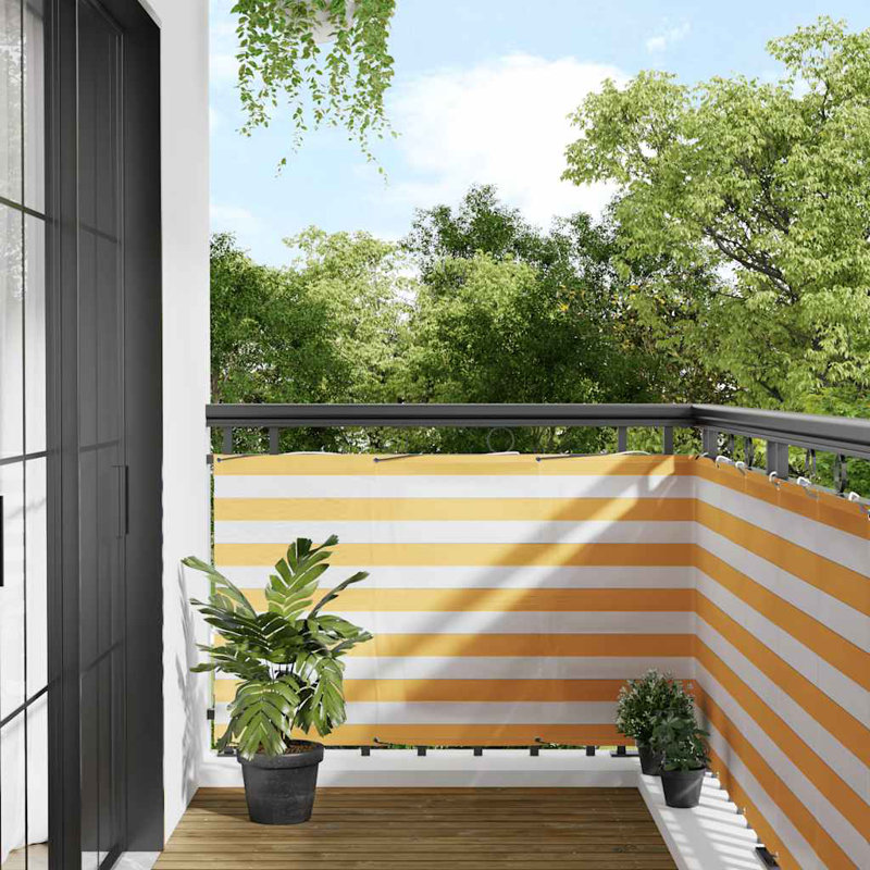 Balcony Screen Yellow And White Stripe, 90cm H x 800cm W