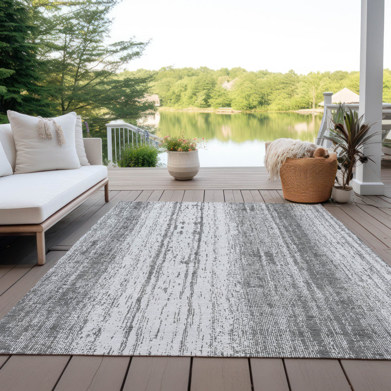 Malek Washable Abstract Indoor / Outdoor Rug, Rectangle 10' x 14'