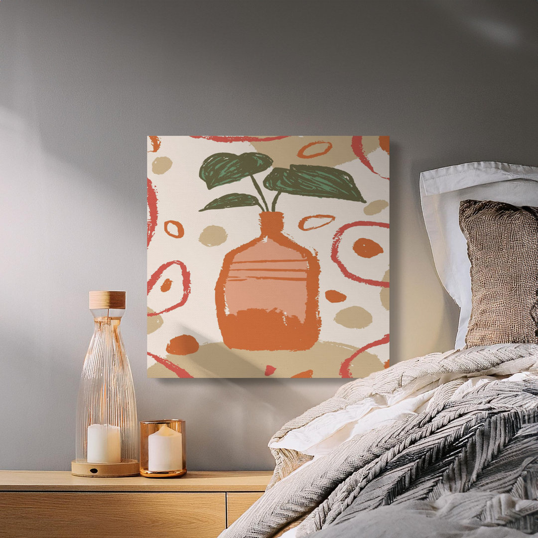 Boho Abstract Plant Pot Canvas Print