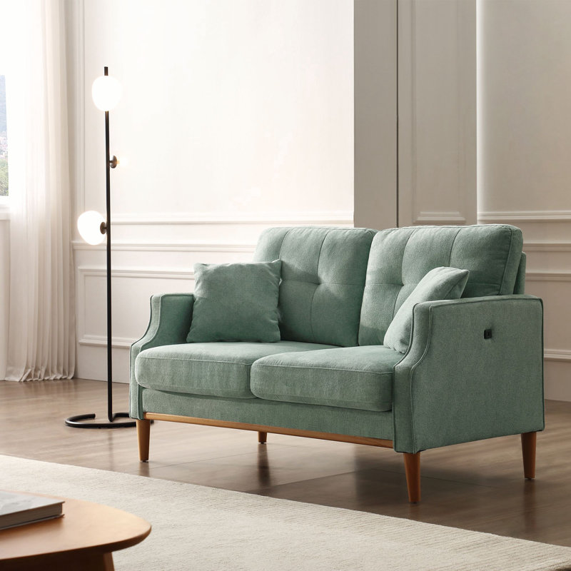 Anwita Recessed Arm Standard Loveseat, Baby Blue 100% Polyester Duplicate, 35.03" H x 56.7" W x 31.9"D