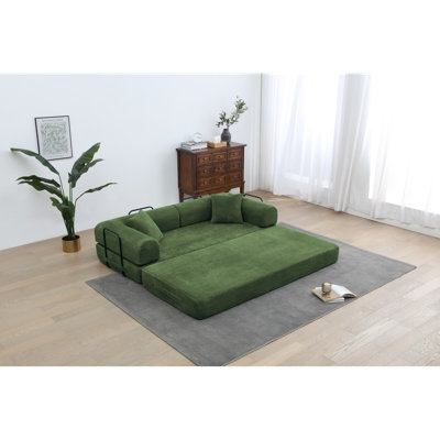 Canapé-lit convertible avec coussin cylindrique - Coussin de matelas pliable en velours côtelé sans cadre avec cadre de forme fixe pour le salon, la chambre à coucher, le salon, le studio - ROSE