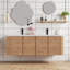 Meuble-lavabo flottant moderne 60 po avec lavabo en résine blanche et portes à fermeture douce, imitation chêne