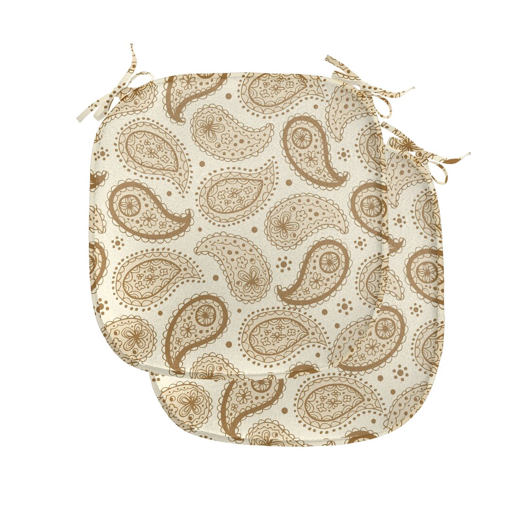 Kissen mit Riemen für Küchensitze, Paisley Oriental Persisch, Creme