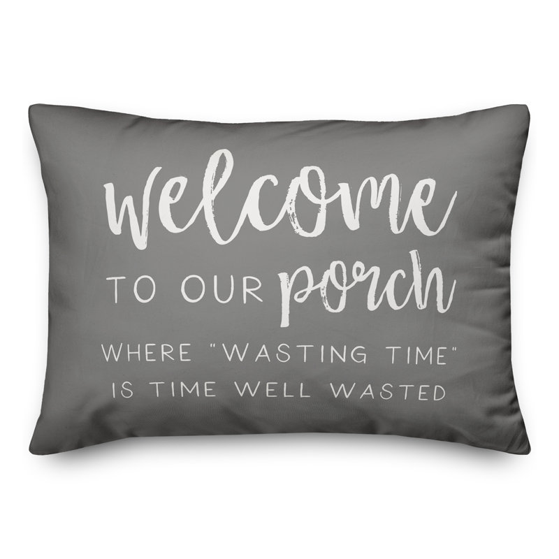Coussin décoratif intérieur / extérieur en polyester , H 18 po x l 25 po, Gris