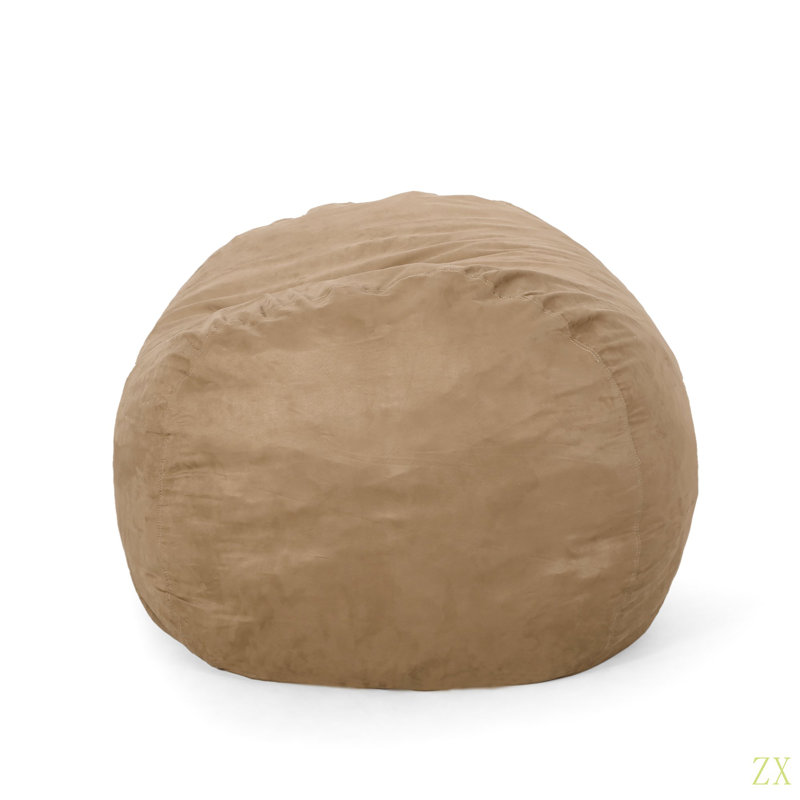 Pouf cylindrique en microfibre 6,5 pieds Potrero, Tissu beige, H 33,03 po x l 70,03 po x P 44,96 po