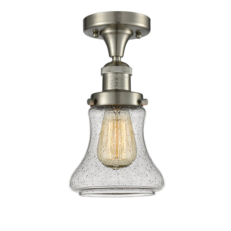 Plafonnier semi-encastré à 1 lumière Edda, Ampoule DEL 6 watts Vinage, Grainé, Nickel satiné brossé