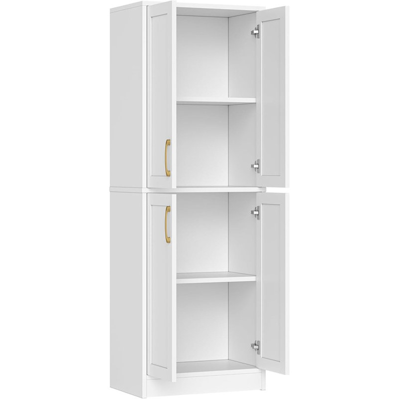 Armoire de cuisine avec 4 portes et tablettes réglables, grande armoire de rangement autoportante pour salle à manger, salle de séjour, buanderie, salle de bain