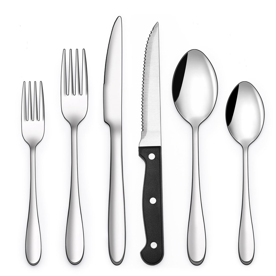 Besteck Set 12 Personen, 72-Teiliges Edelstahl Besteckset Mit Steakmesser, Essbesteck Set Mit Messer Gabel Löffel, Elega...