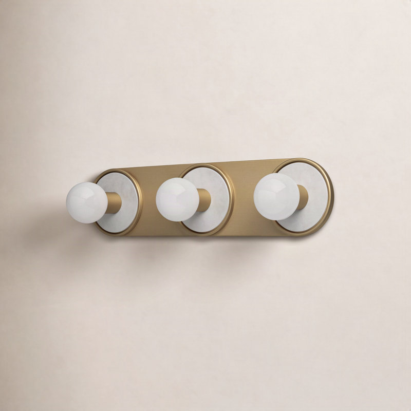 Rocha 3 - Light Dimmable Bath Bar, No, White Alabaster/Natural Aged Brass