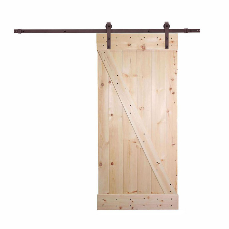Porte de grange en bois lambrissé brut, Brut, 24 po x 84 po