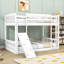 Lit superposé simple au-dessus d'un lit simple avec rampe d'escalade, garde-corps et double échelle-485168084