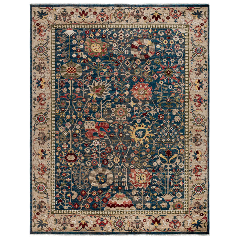 Kurtz Performance Oriental Rug, Rectangle 5'1" x 7'5", Blue/Tan