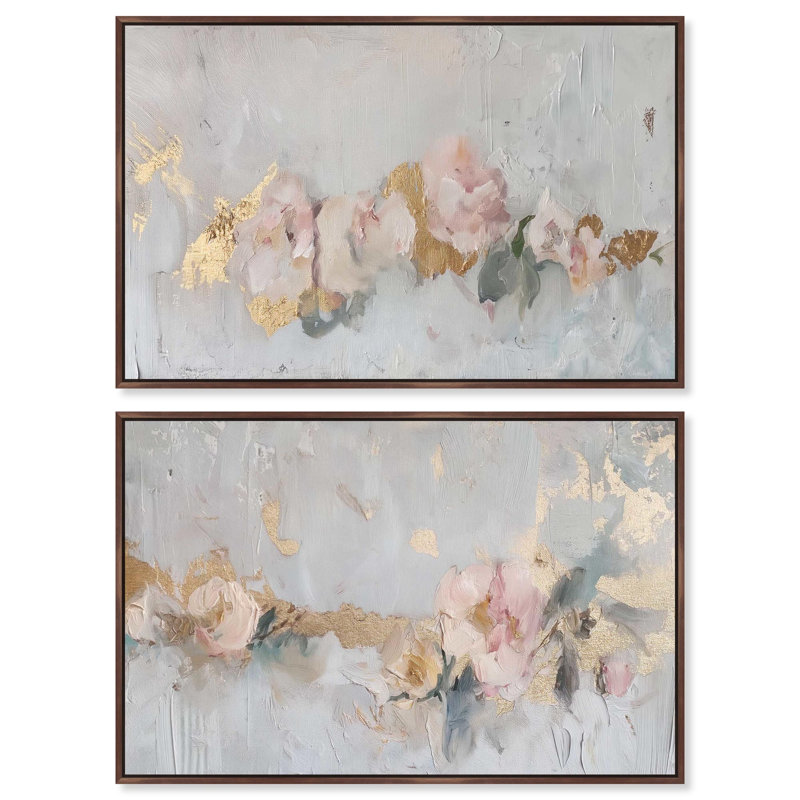 Oliver Gal Velvet Alloy Set Floral Abstract - Liquid Framed Canvas Art, Brown, 31" H x 46" W
