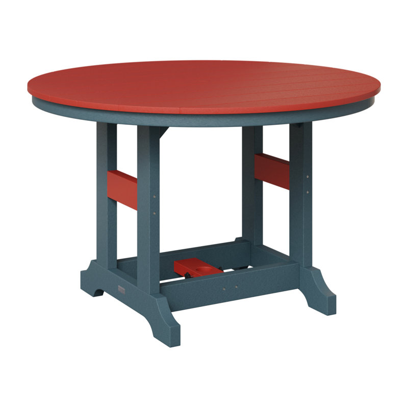 Garden Classic Outdoor Round Bar Table, Scarlet Red, Slate
