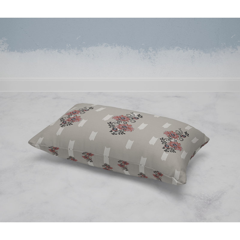 Floral Luminosity  Rectangular Throw Pillow, Gray/Red